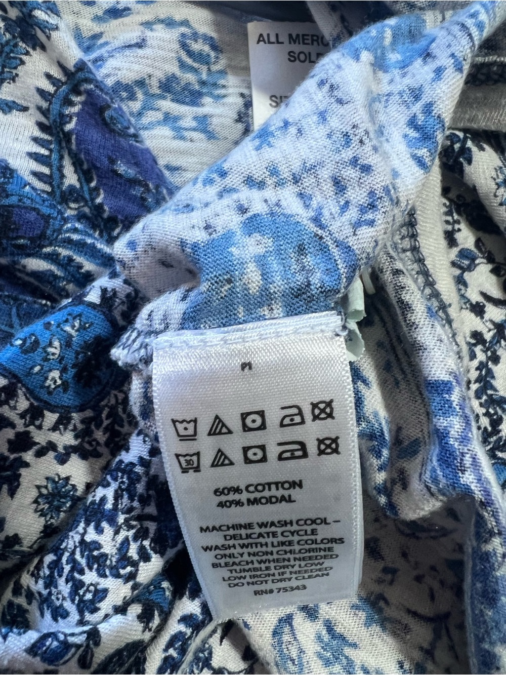 Rachel Zoe Blue and White Printed Peasant Blouse - Picture 6 of 6